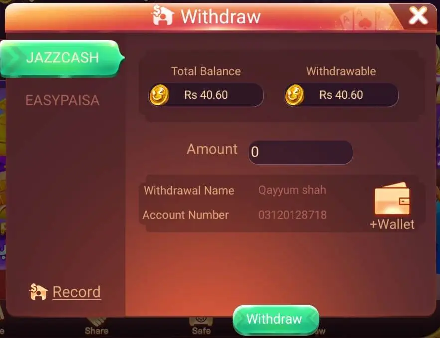 Withdraw in Teen Patti No 1